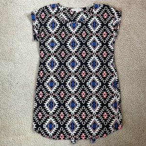 Pink Rose Aztec print belted dress